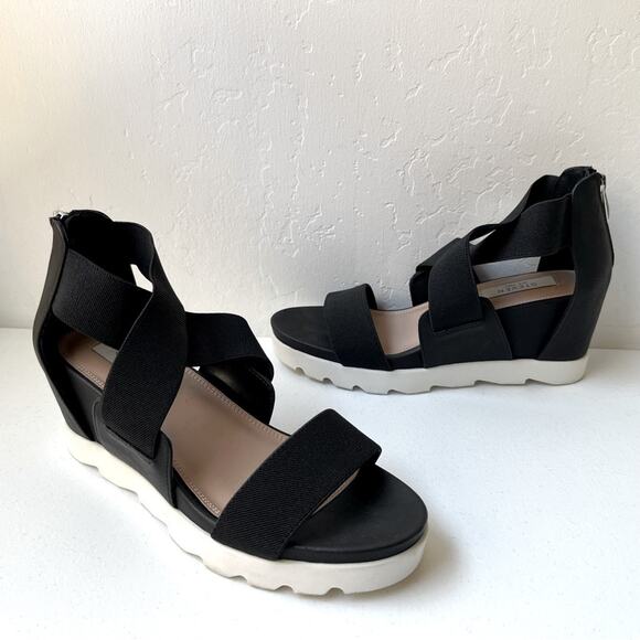 Steven New York by Steve Madden Sheli Chunky Platform Wedge Sandals Black Size 8 - Picture 1 of 14